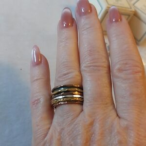 Sterling Silver 925 Copper Gold Silver Spinner Ring Size 6